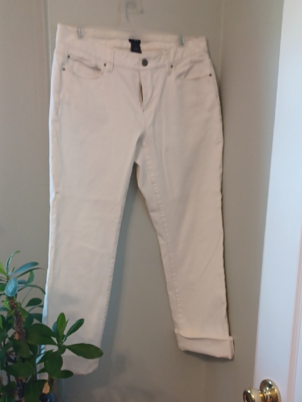 Ann Taylor Sz 8, Creamy  White Cropped, Cuffed Jeans - Slim. New Condition